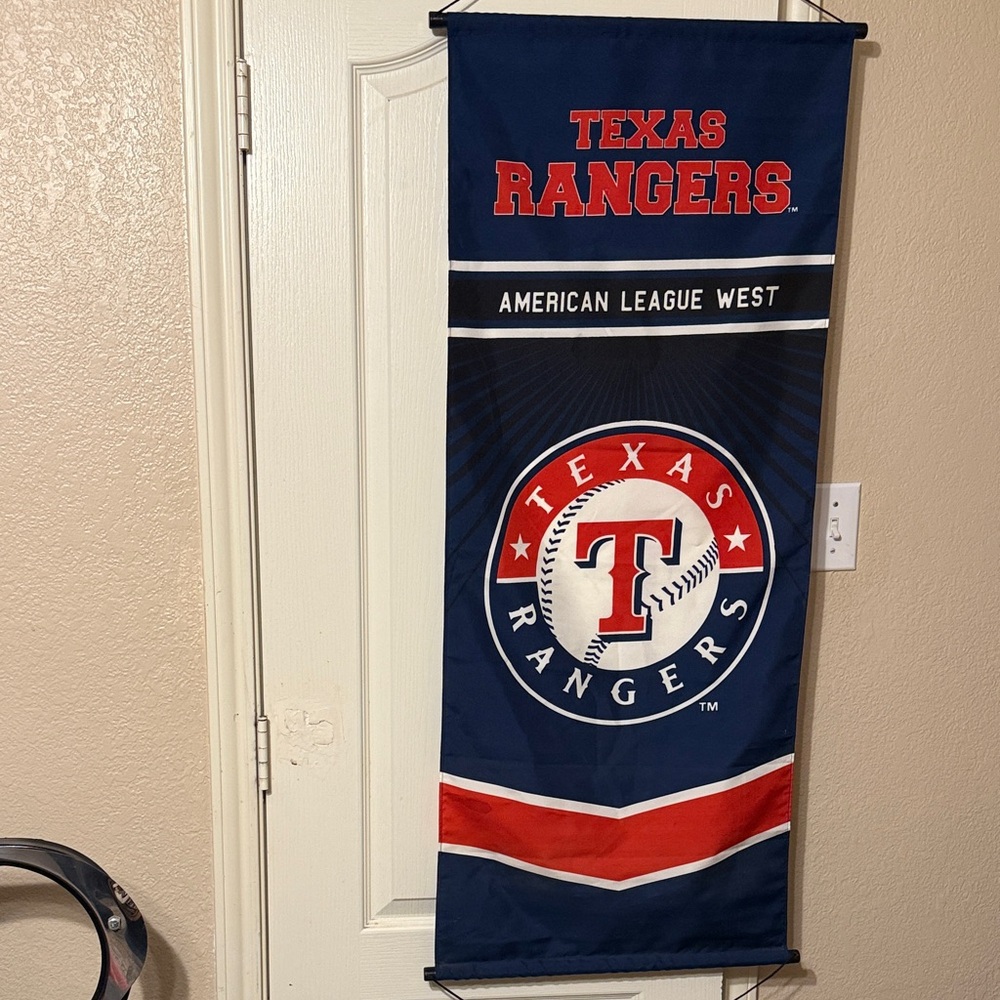 Genuine Texas Rangers Blue and Red Wall Tapestry.